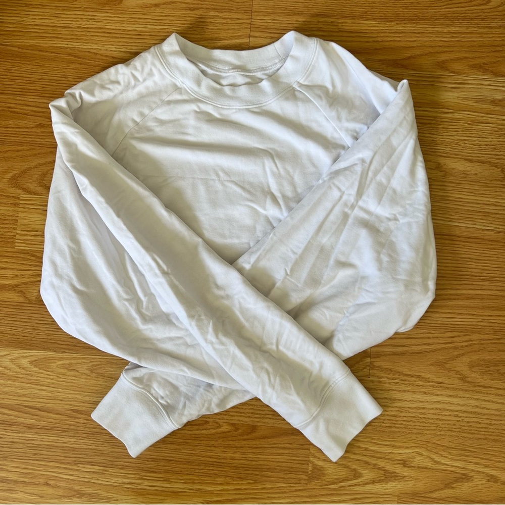 ALO Yoga Double Take Pullover - Cropped White Coverup - size small
